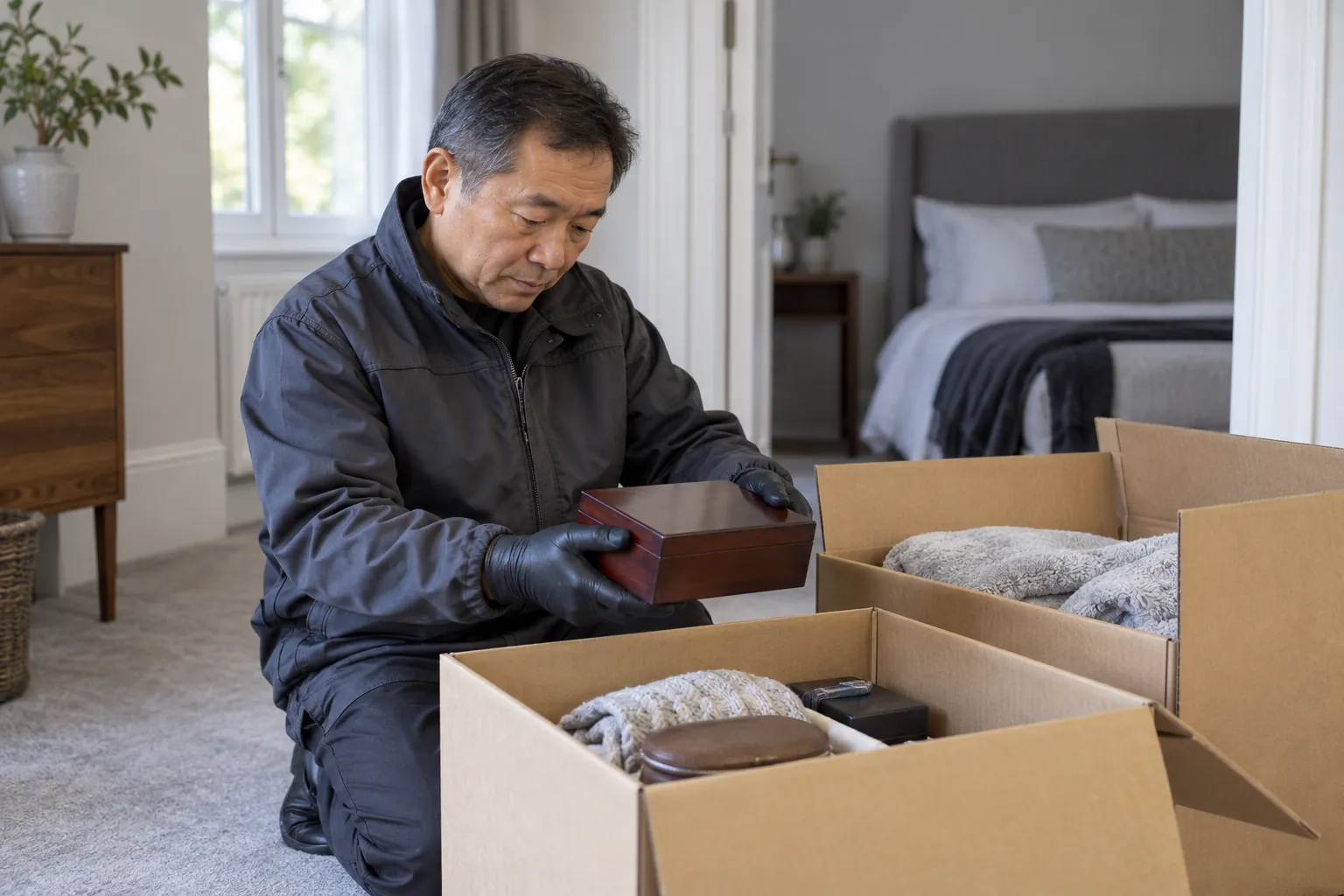 Technician checking separately handled sensitive belongings