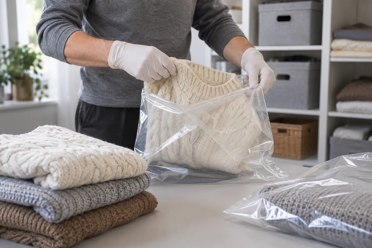 Affected garments separated into plain sealed bags