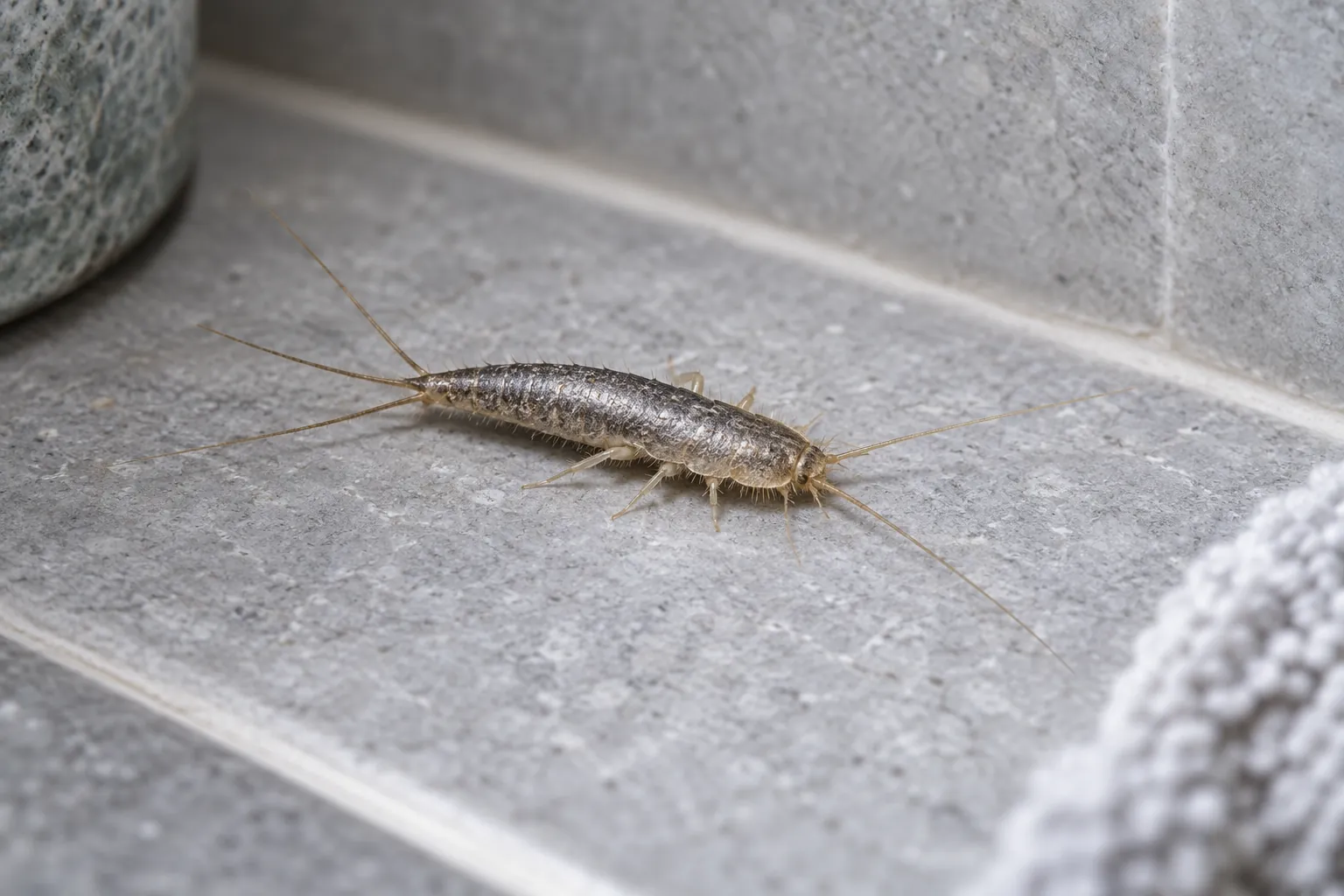 Silverfish with long antennae and three tail filaments
